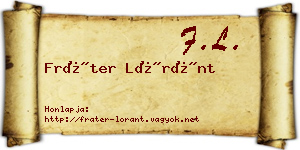 Fráter Lóránt névjegykártya